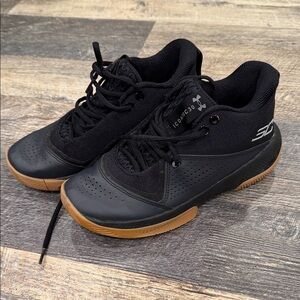 Under Armour Black and Tan Kids Sneakers